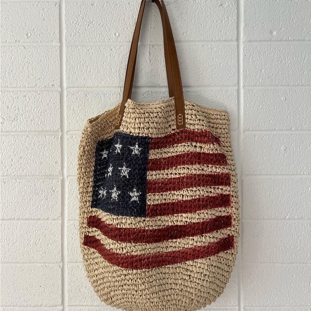 Style & Co. Straw American Flag Tote